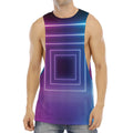 Pink And Teal Tunnel Lights Print Men's Muscle Tank Top