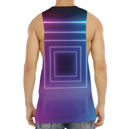 Pink And Teal Tunnel Lights Print Men's Muscle Tank Top