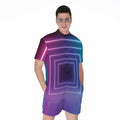 Pink And Teal Tunnel Lights Print Men's Romper