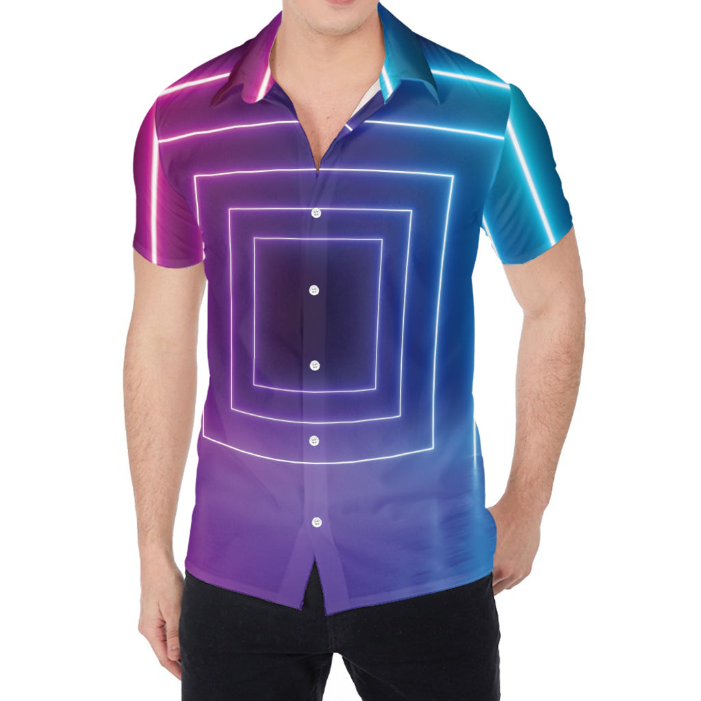 Pink And Teal Tunnel Lights Print Men's Shirt