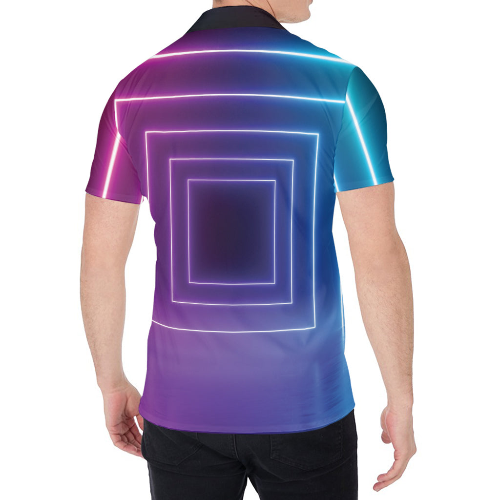 Pink And Teal Tunnel Lights Print Men's Shirt