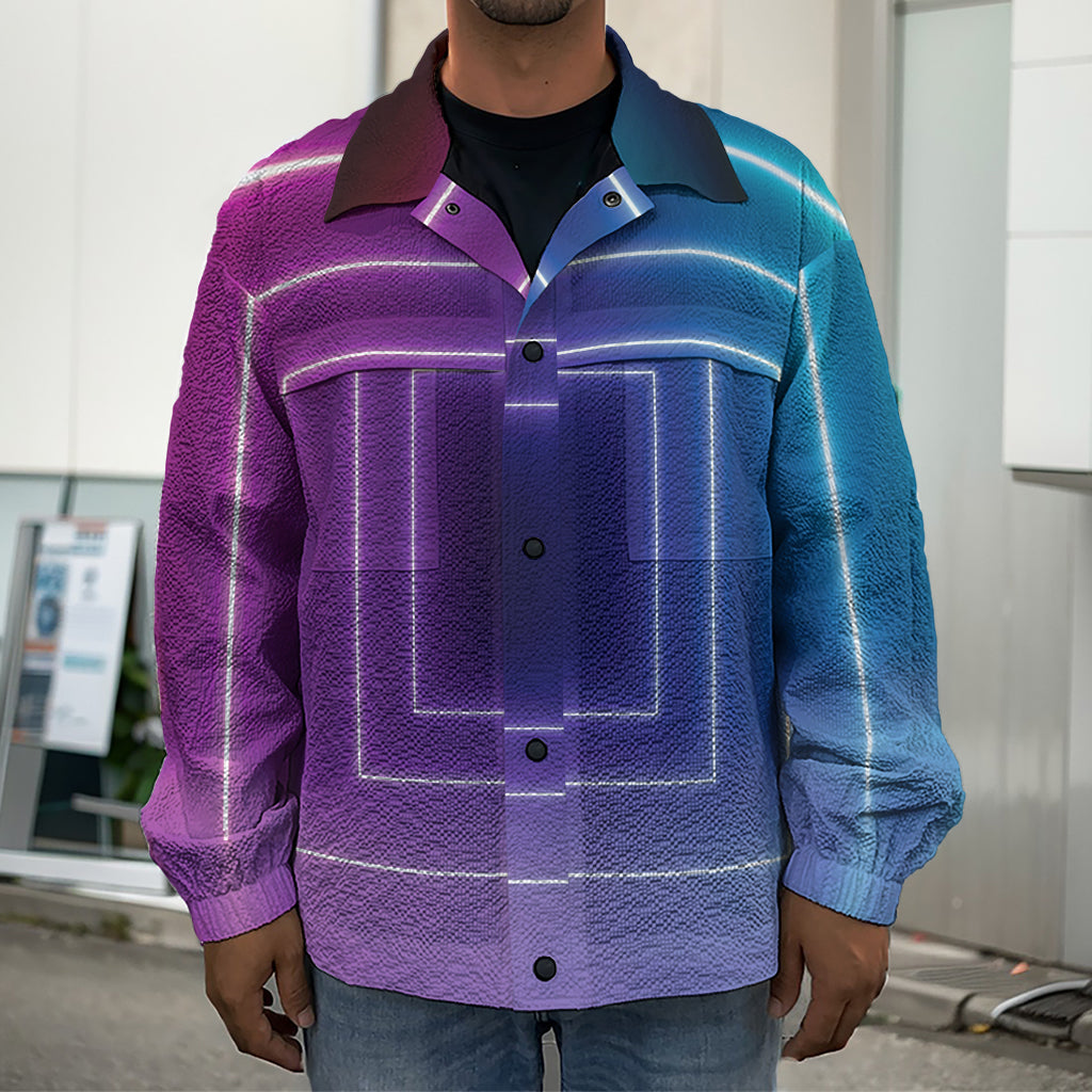 Pink And Teal Tunnel Lights Print Men's Shirt Jacket