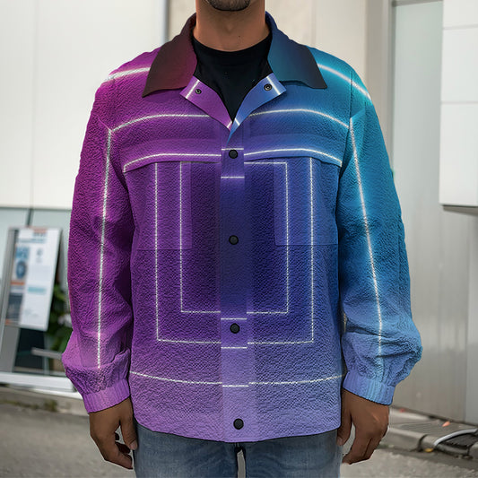 Pink And Teal Tunnel Lights Print Men's Shirt Jacket