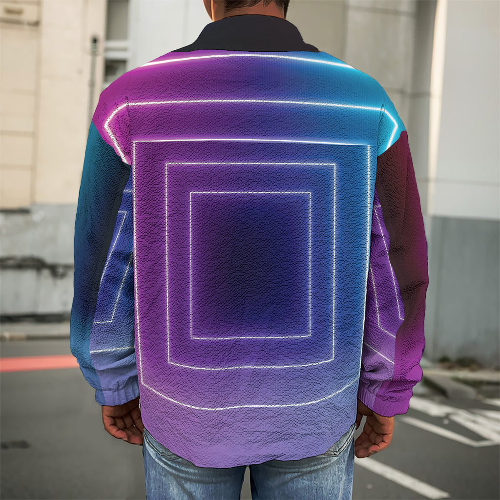 Pink And Teal Tunnel Lights Print Men's Shirt Jacket