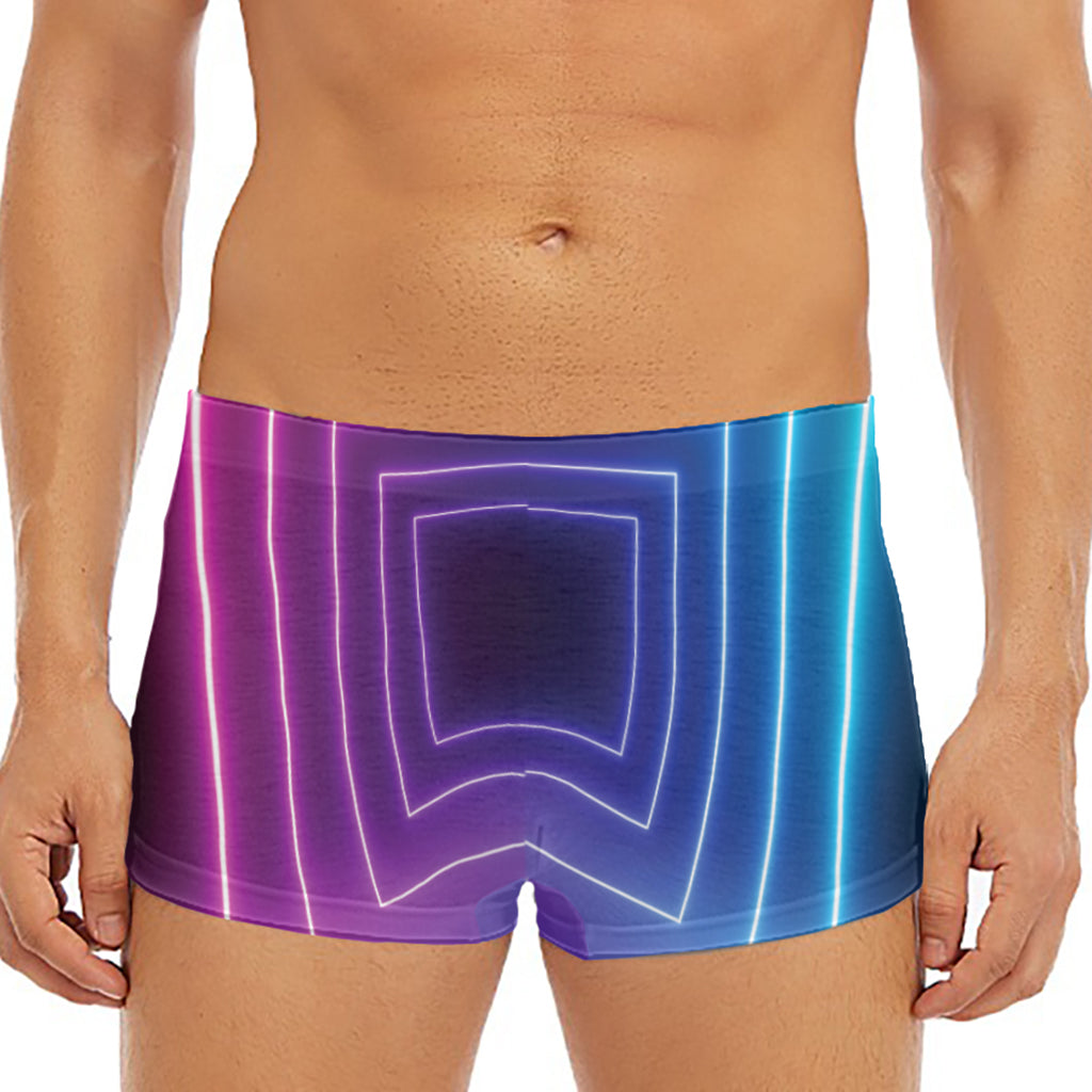 Pink And Teal Tunnel Lights Print Men's Short Boxer Briefs