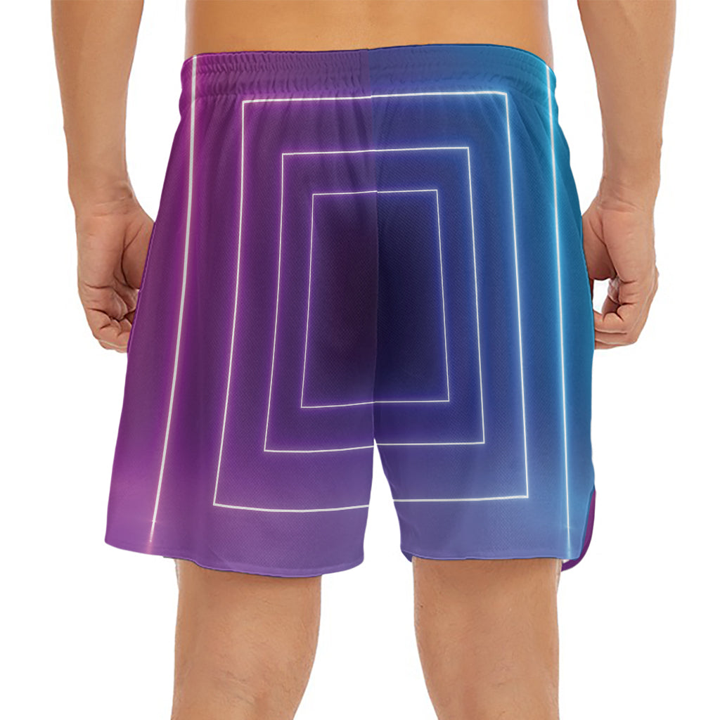 Pink And Teal Tunnel Lights Print Men's Split Running Shorts