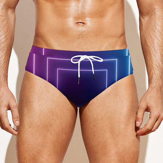 Pink And Teal Tunnel Lights Print Men's Swim Briefs