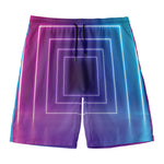 Pink And Teal Tunnel Lights Print Men's Swim Trunks