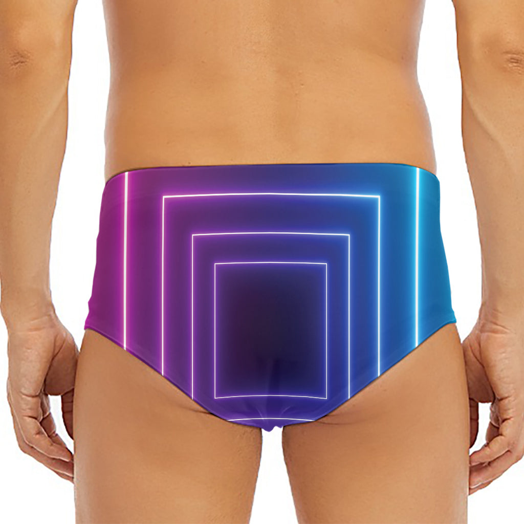 Pink And Teal Tunnel Lights Print Men's Triangle Swim Briefs