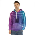 Pink And Teal Tunnel Lights Print Men's Velvet Pullover Hoodie