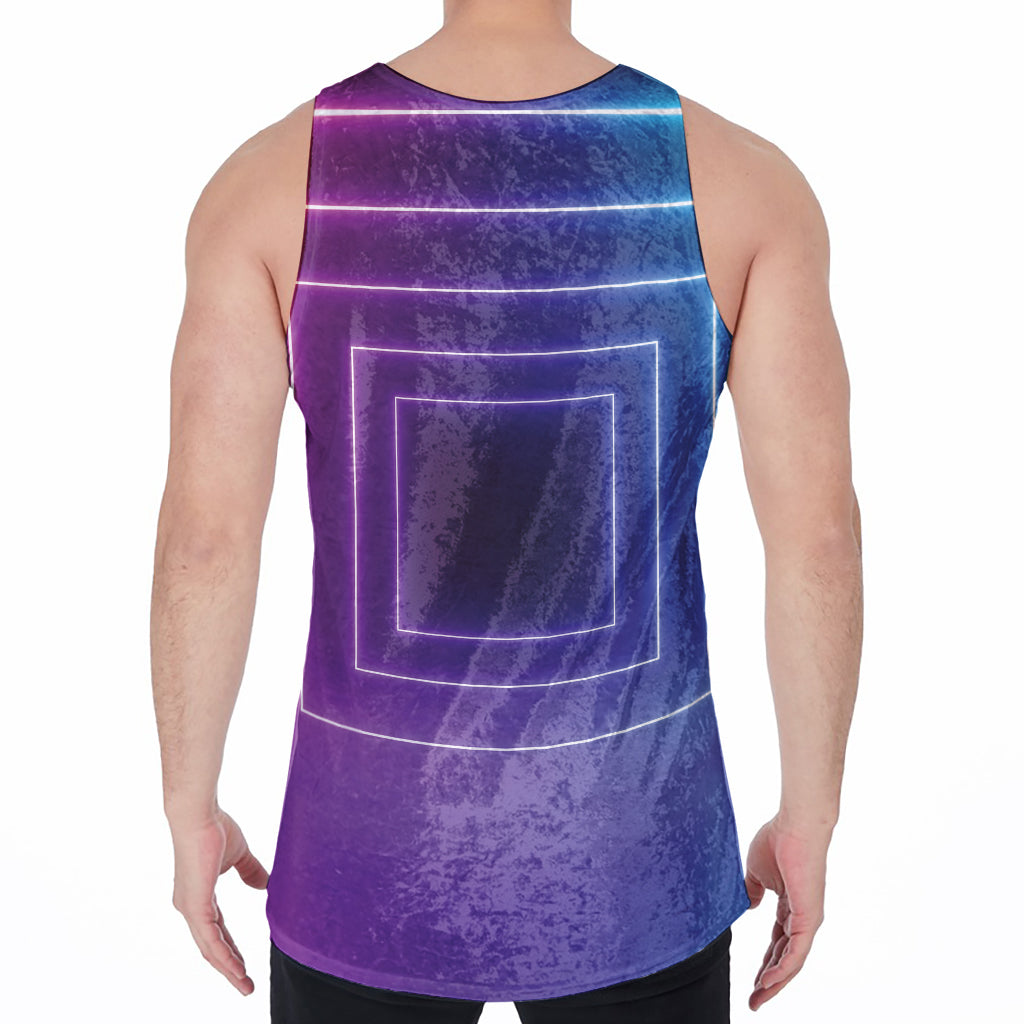 Pink And Teal Tunnel Lights Print Men's Velvet Tank Top