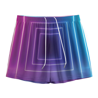 Pink And Teal Tunnel Lights Print Mesh Shorts