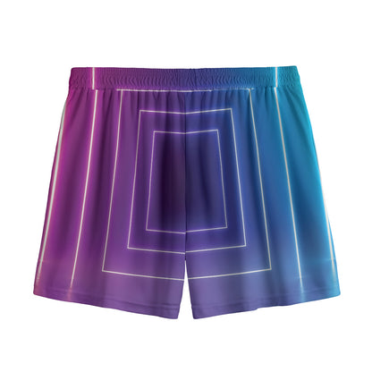 Pink And Teal Tunnel Lights Print Mesh Shorts