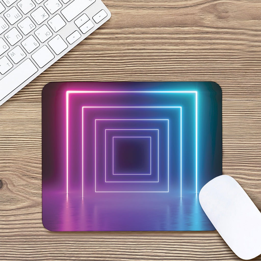 Pink And Teal Tunnel Lights Print Mouse Pad