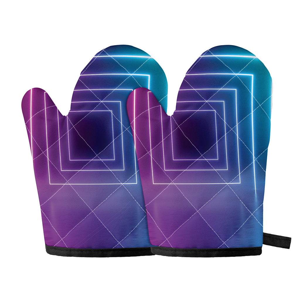 Pink And Teal Tunnel Lights Print Oven Mitts
