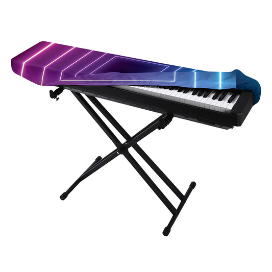 Pink And Teal Tunnel Lights Print Piano Keyboard Cover