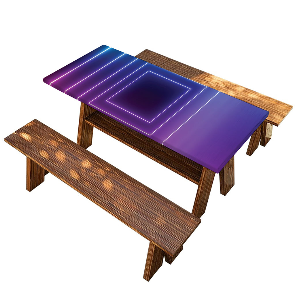 Pink And Teal Tunnel Lights Print Picnic Table Cover