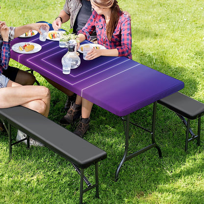 Pink And Teal Tunnel Lights Print Picnic Table Cover