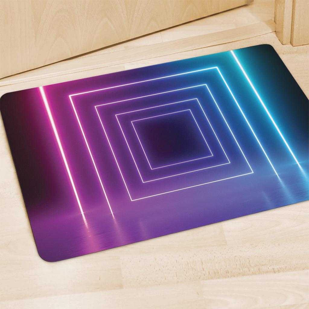 Pink And Teal Tunnel Lights Print Polyester Doormat
