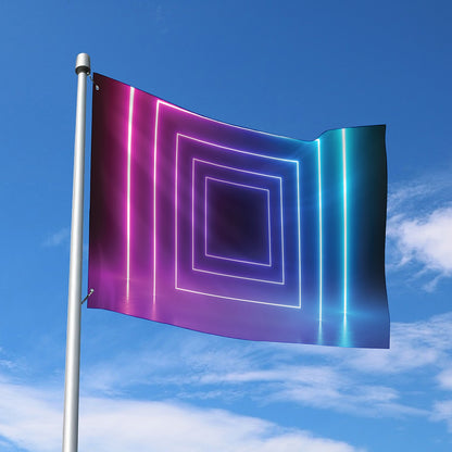 Pink And Teal Tunnel Lights Print Polyester Flag