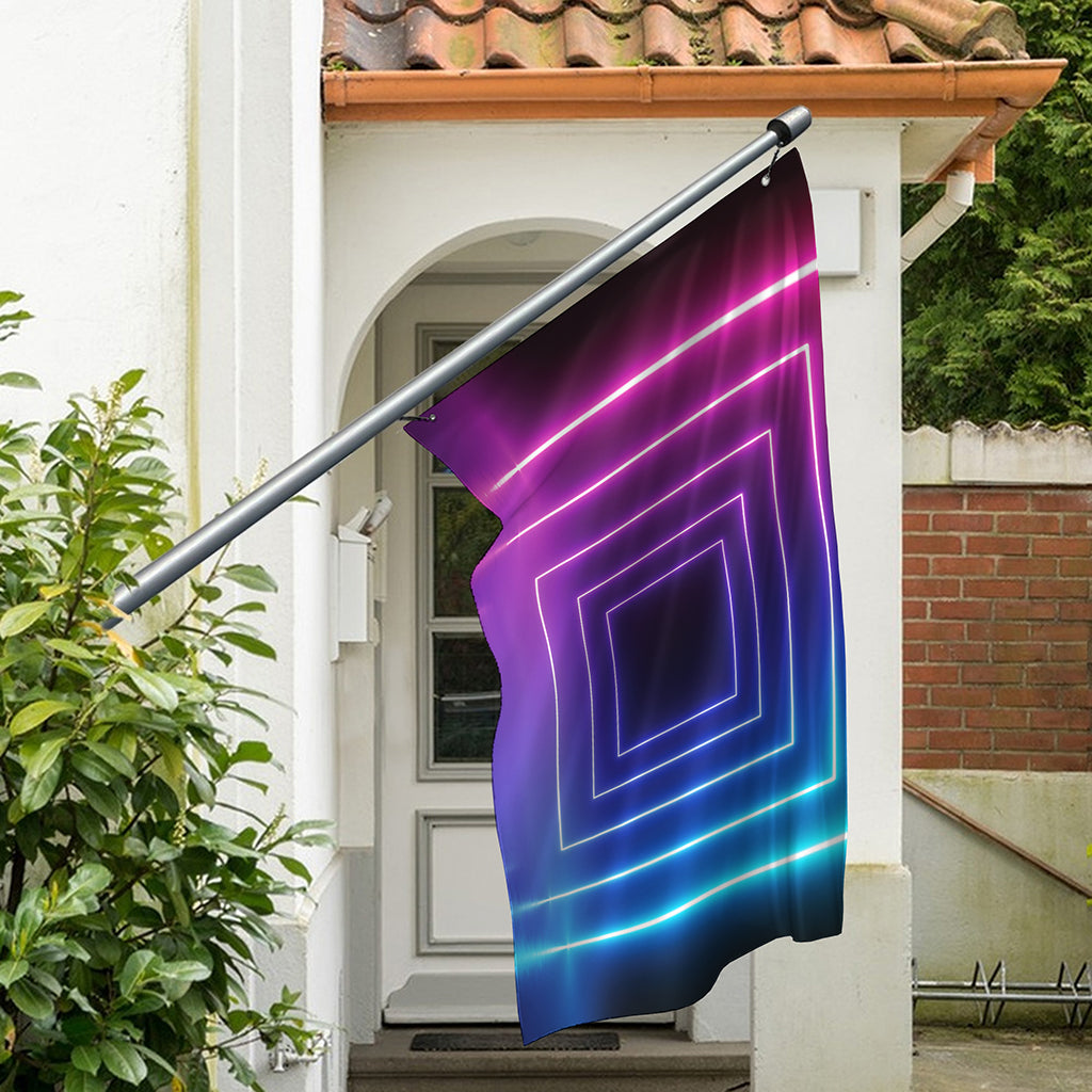 Pink And Teal Tunnel Lights Print Polyester Flag