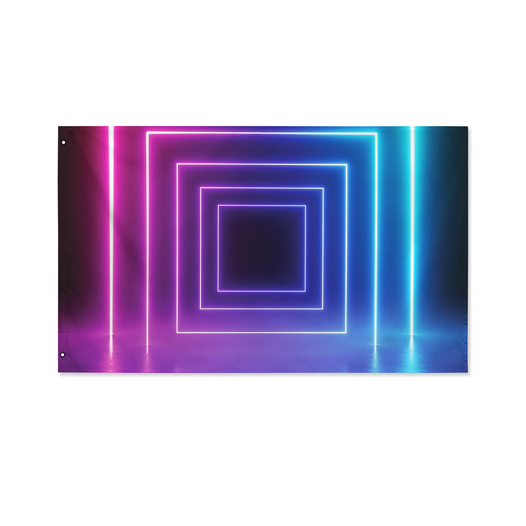 Pink And Teal Tunnel Lights Print Polyester Flag