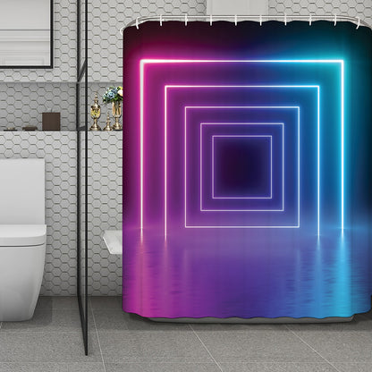 Pink And Teal Tunnel Lights Print Polyester Shower Curtain