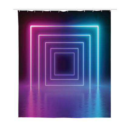Pink And Teal Tunnel Lights Print Polyester Shower Curtain