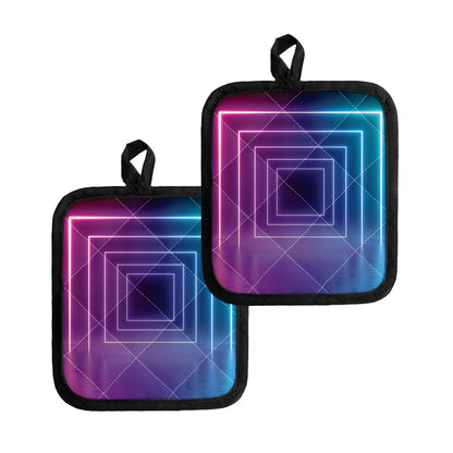 Pink And Teal Tunnel Lights Print Pot Holders