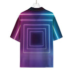 Pink And Teal Tunnel Lights Print Rayon Hawaiian Shirt