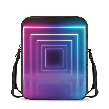 Pink And Teal Tunnel Lights Print Rectangular Crossbody Bag
