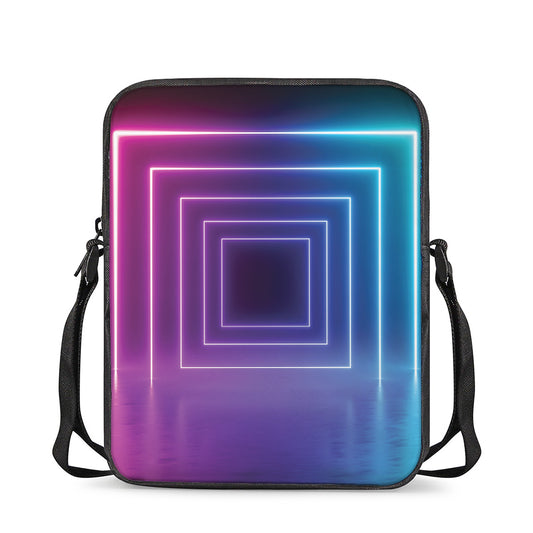 Pink And Teal Tunnel Lights Print Rectangular Crossbody Bag