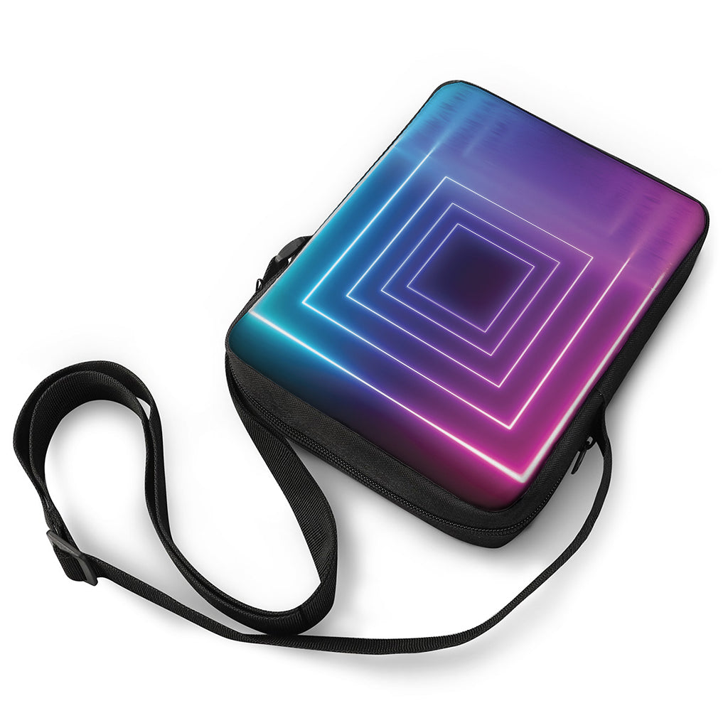 Pink And Teal Tunnel Lights Print Rectangular Crossbody Bag