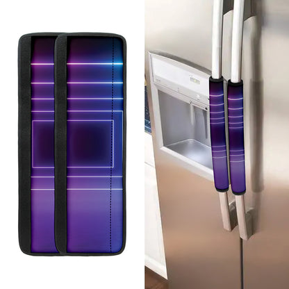 Pink And Teal Tunnel Lights Print Refrigerator Handle Covers