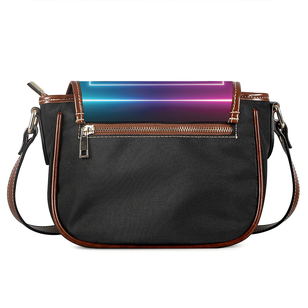 Pink And Teal Tunnel Lights Print Saddle Bag