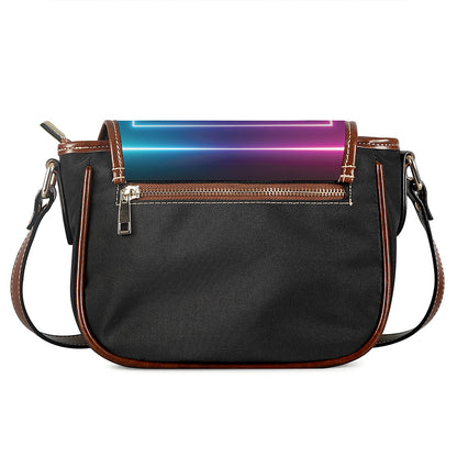 Pink And Teal Tunnel Lights Print Saddle Bag