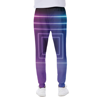 Pink And Teal Tunnel Lights Print Scuba Joggers