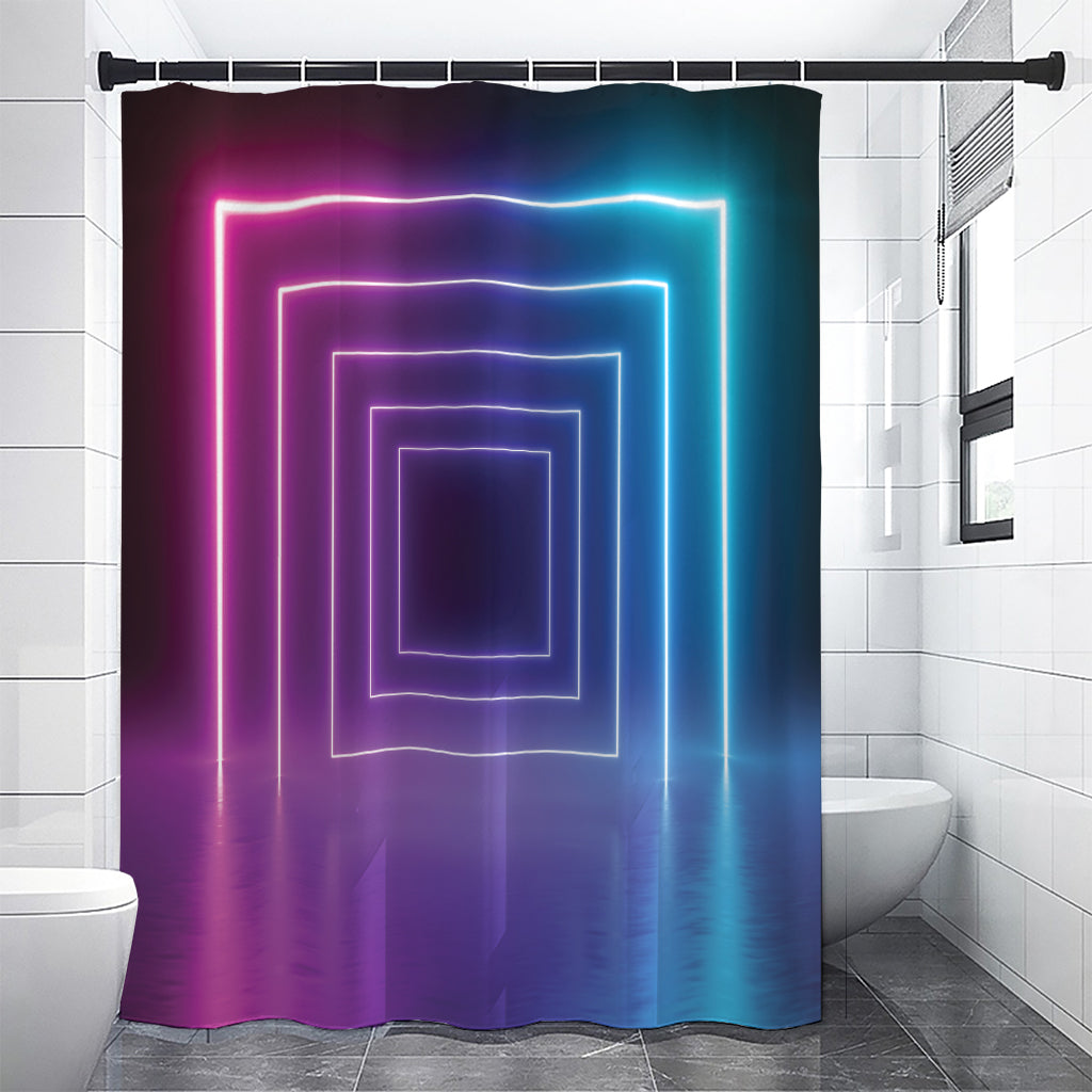 Pink And Teal Tunnel Lights Print Shower Curtain