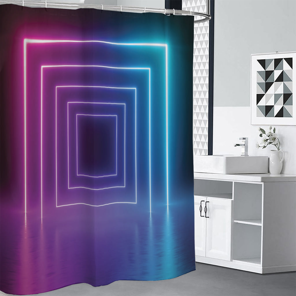 Pink And Teal Tunnel Lights Print Shower Curtain
