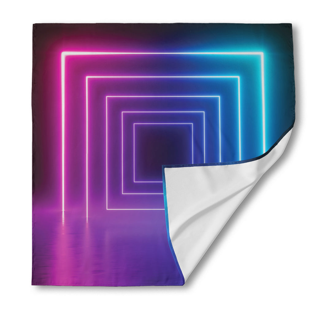 Pink And Teal Tunnel Lights Print Silk Bandana