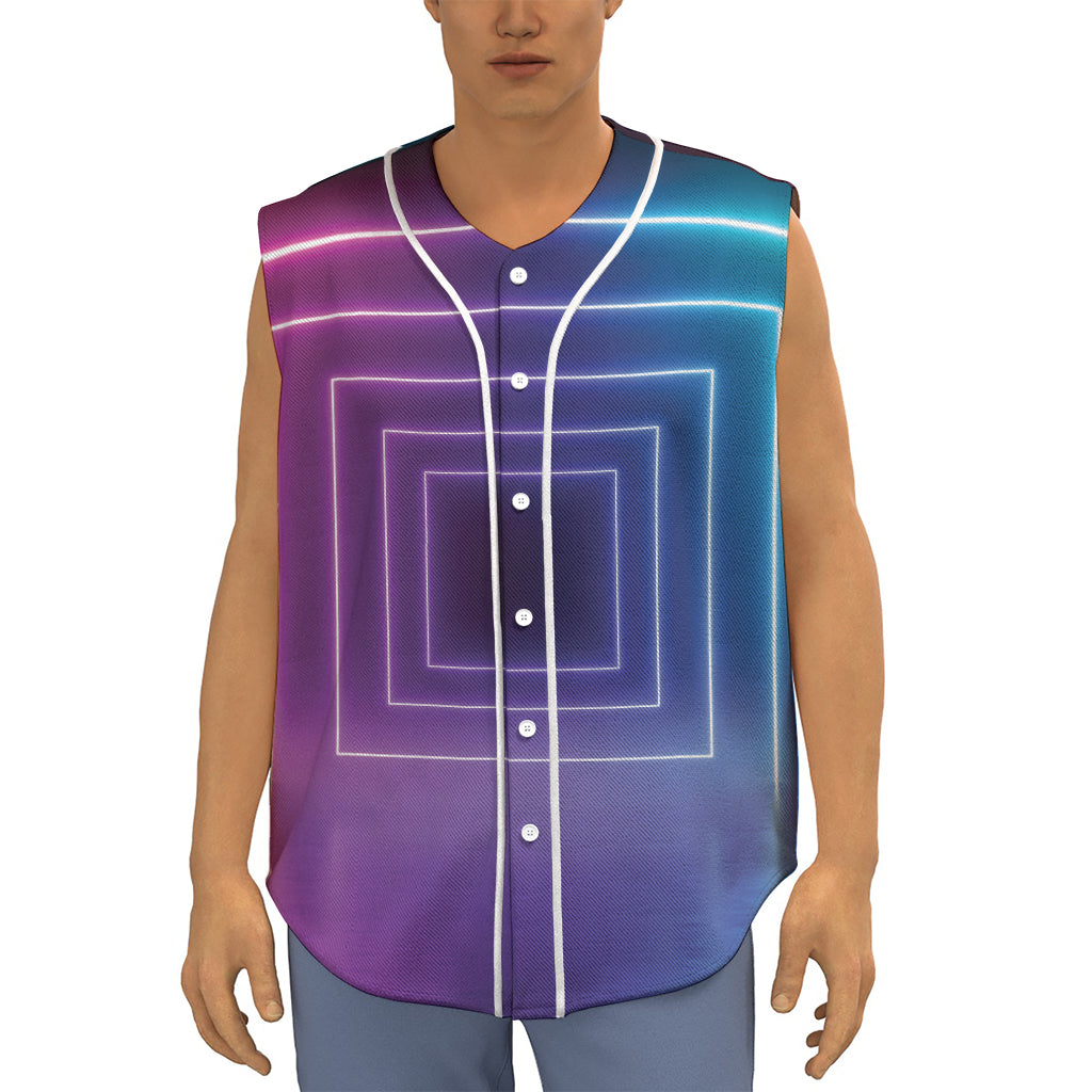 Pink And Teal Tunnel Lights Print Sleeveless Baseball Jersey