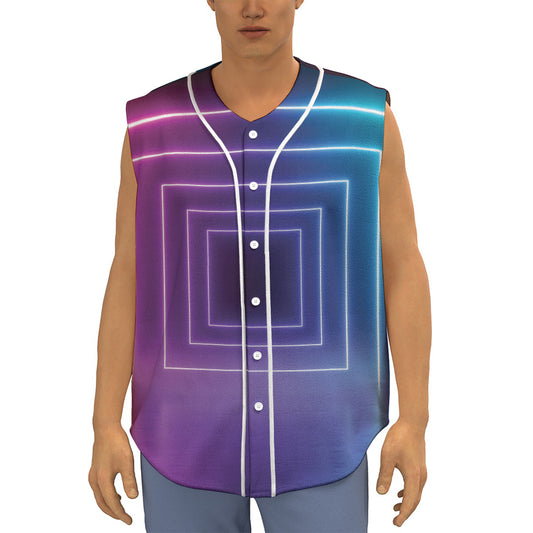 Pink And Teal Tunnel Lights Print Sleeveless Baseball Jersey
