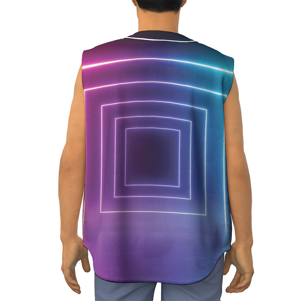 Pink And Teal Tunnel Lights Print Sleeveless Baseball Jersey
