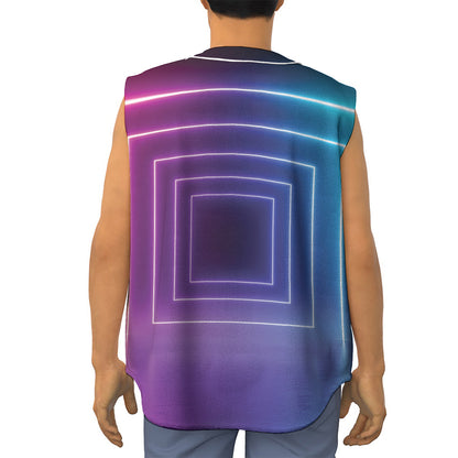 Pink And Teal Tunnel Lights Print Sleeveless Baseball Jersey