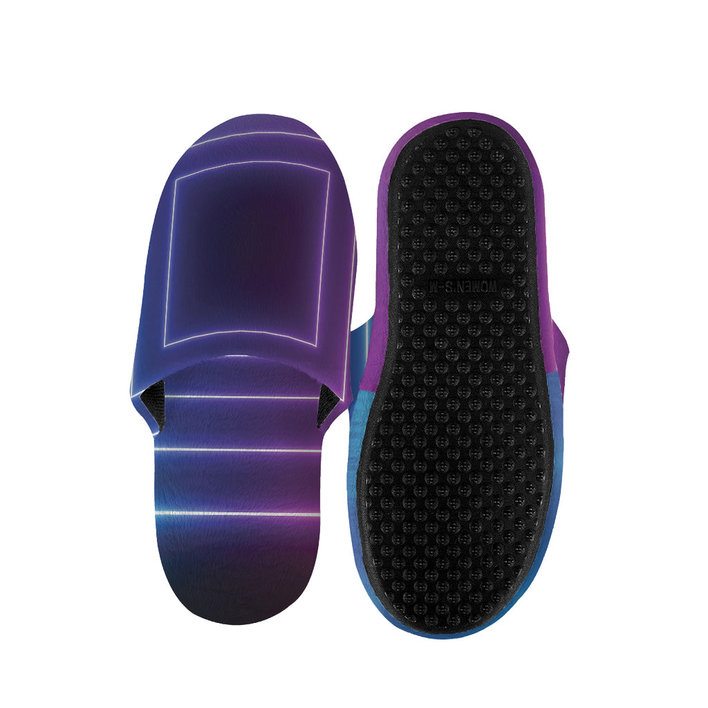 Pink And Teal Tunnel Lights Print Slippers