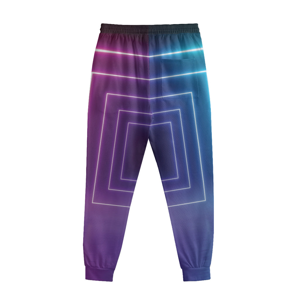Pink And Teal Tunnel Lights Print Sweatpants