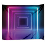 Pink And Teal Tunnel Lights Print Tapestry