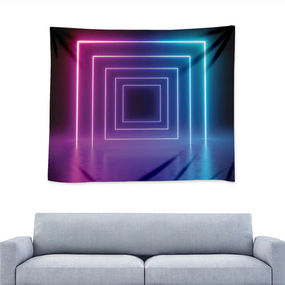 Pink And Teal Tunnel Lights Print Tapestry