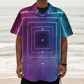 Pink And Teal Tunnel Lights Print Textured Short Sleeve Shirt