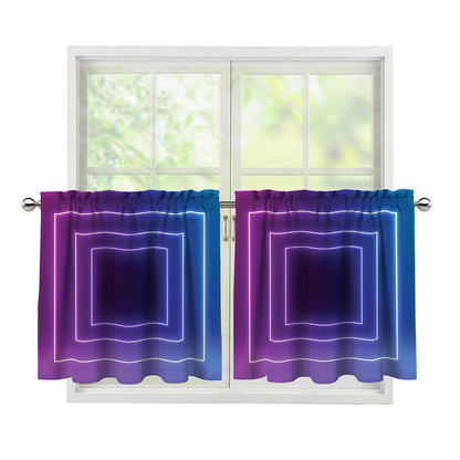 Pink And Teal Tunnel Lights Print Tier Curtains